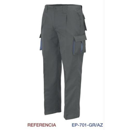 PANTALON MULTIBOLSILLOS C/REFUERZO GRIS L9000 T-56