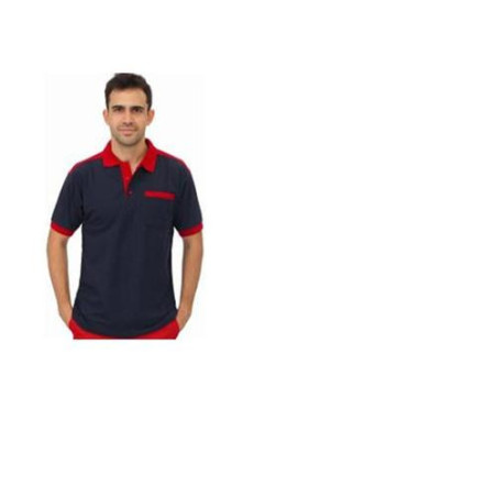 POLO CARGO CON BOLSILLO MANGA CORTA AZUL/ROJO L