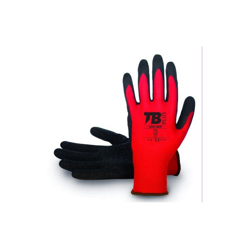 GUANTE POLIESTER ROJO S/COSTURAS 320P GRIP-10