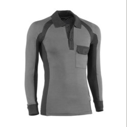 POLO PIQUE MANGA LARGA FLEX GRIS/NEGRO 671-XL
