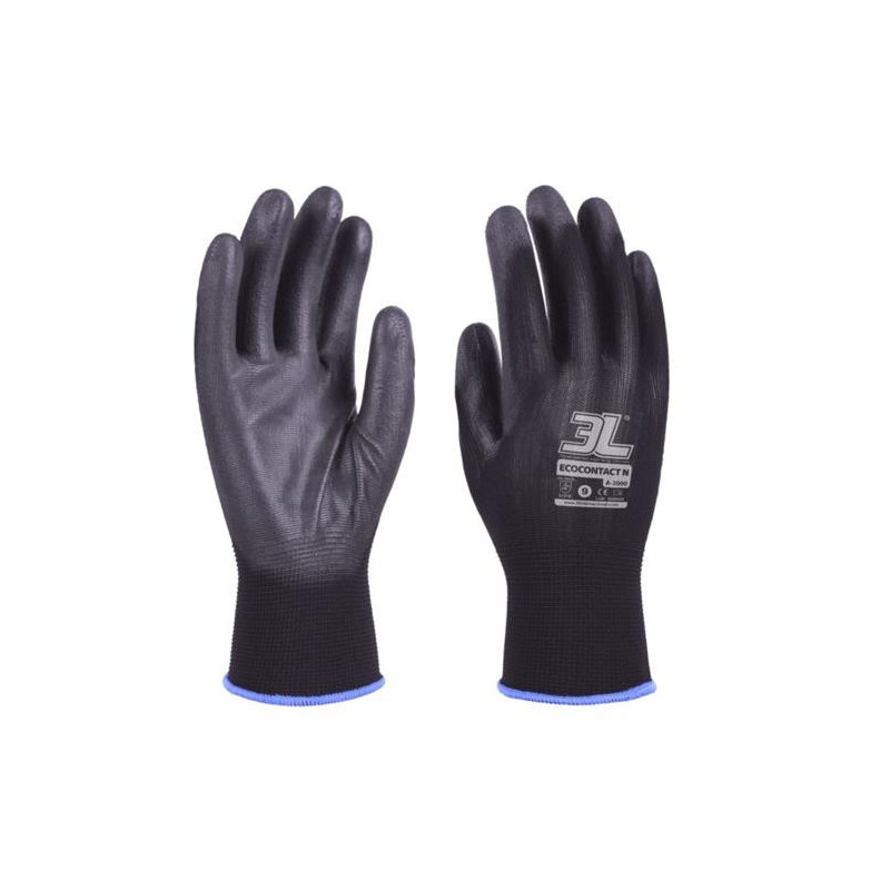 GUANTE PU NEGRO S/COSTURAS ECOCONTACT N A2000 T- 8