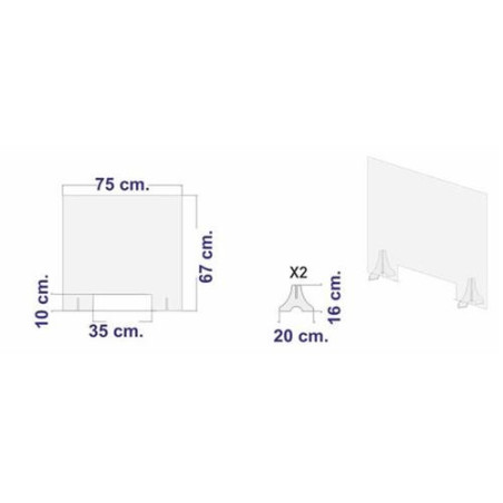 PANTALLA POLICARBONATO SOBREMESA 70X67CM.X3MM.