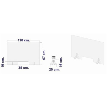 PANTALLA POLICARBONATO SOBREMESA 100X67CM.X3MM.