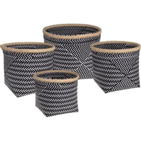 SET 4 CESTAS BAMBU NEGRO/BLANCO HZ1002910