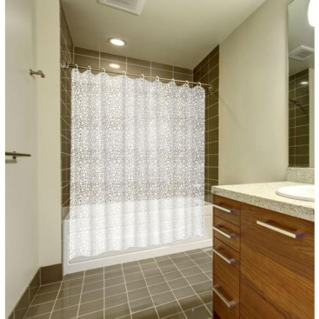 CORTINA BAÑO CALDEA PVC 180X200 TRANS.C/ANILLAS
