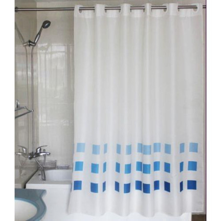 CORTINA BAÑO LLAS POLIES.180X200 BCO/AZL.ANILLAS