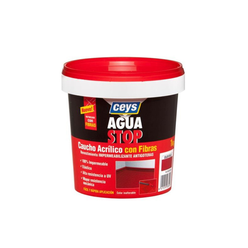 AQUASTOP CAUCHO ACRILICO CON FILTROS 1 KG.ROJO