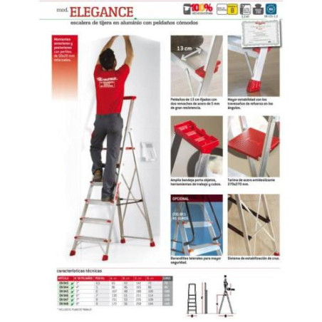 ESCALERA TIJERA 8 PELDAÑOS ELEGANCE EN948