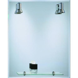ESPEJO BATHSTAGE BISEL MURAL 60X75 C/FOCOS+ESTANTE