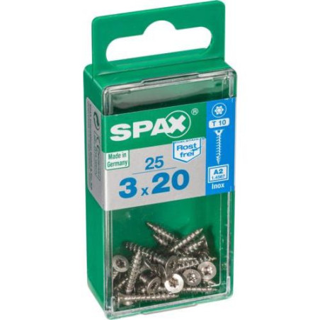 TORNILLO SPAX C/PL TORX INOX. 3.0X20 C/25 UDS