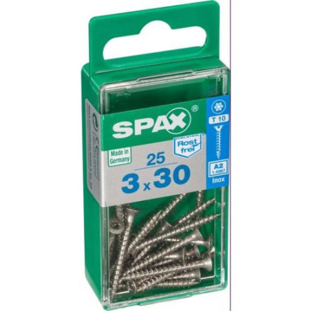 TORNILLO SPAX C/PL TORX INOX. 3.0X30 C/25 UDS