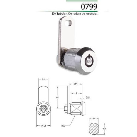 CERRADURA LLAVE TUBULAR CROMO 0799