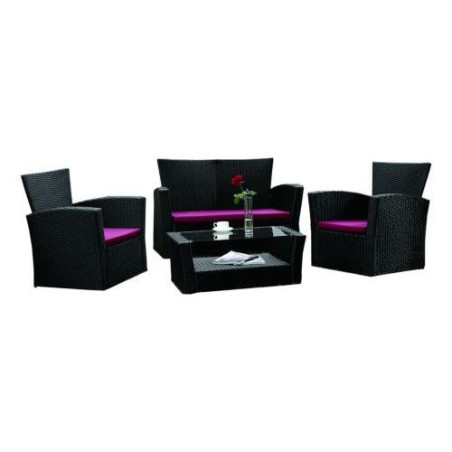 SET MALLORCA(1 SOFA 2 SILLAS 1 MESA CENTRO) NEGRO
