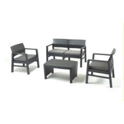 CONJUNTO SOFA + 2 SILLONES + MESA C/COJINES