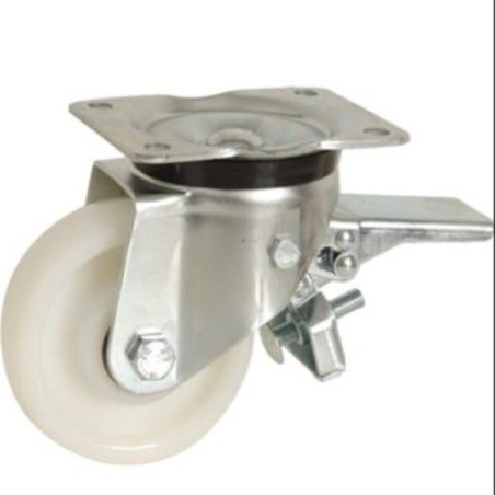 RUEDA CON SOPORTE ARO NYLON 125MM PLACA FRENO