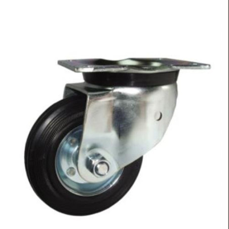 RUEDA C/SOPORTE ARO GOMA/CHAPA 125MM PLACA 75492