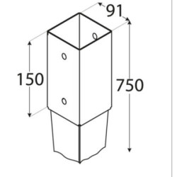 ANCLAJE PUNTA PARA POSTES 9X9 CM. 91X750X150 MM.