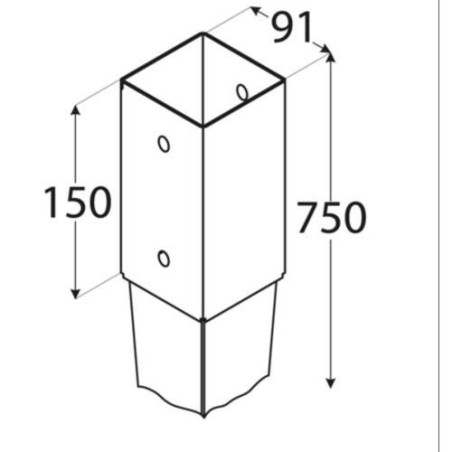 ANCLAJE PUNTA PARA POSTES 9X9 CM. 91X750X150 MM.