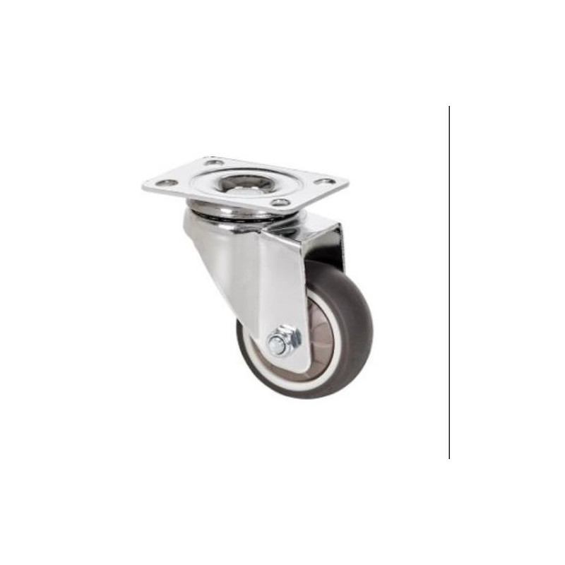 RUEDA GIRATORIA CON PLACA Y GOMA GRIS 50MM