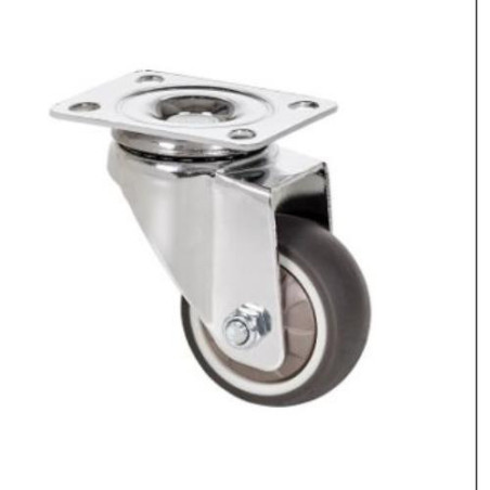 RUEDA GIRATORIA CON PLACA Y GOMA GRIS 50MM