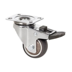 RUEDA GIRATORIA DE PLACA CON FRENO GOMA GRIS 40MM