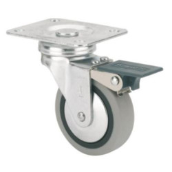 RUEDA GIRATORIA GOMA D60 CON FRENO 1-0549