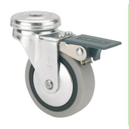 RUEDA GIRATORIA B GOMA D50 CON FRENO 1-0551