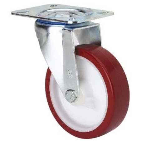 RUEDA POLIURETANO ROJA GIRATORIA 125 MM. 2-2357