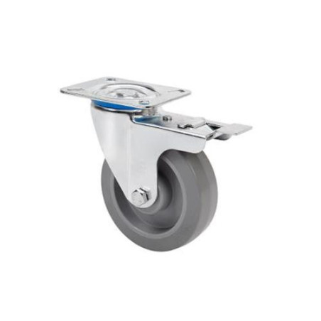 RUEDA GIRATORIA FRENO100 GOMA GRIS ELASTICA 170KG.