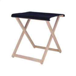 TABURETE DIRECTOR SIN BARNIZ CON LONA  AZUL MARINO