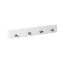 PERCHA PARED BLANCA 4 POMOS INCLINADOS INOX