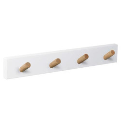 PERCHA PARED BLANCA 4 POMOS INCLINADOS NATURAL