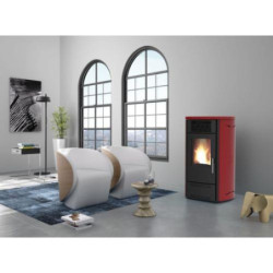 ESTUFA PELLET 12,6KW VALENCIA S PLUS ACERO ROJO