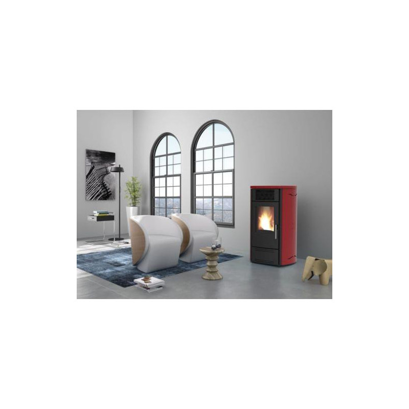 ESTUFA PELLET 12,6KW VALENCIA S PLUS ACERO ROJO