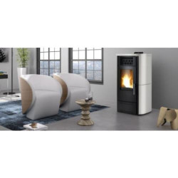 ESTUFA PELLET 12,6KW VALENCIA S PLUS ACERO BLANCO
