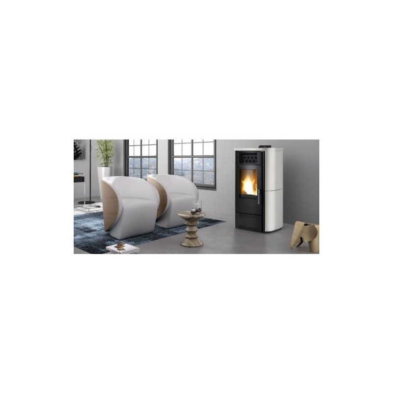 ESTUFA PELLET 12,6KW VALENCIA S PLUS ACERO BLANCO
