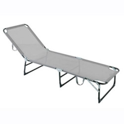 CAMA PLEGABLE EN ACERO GRIS Y TEXALINE GRIS