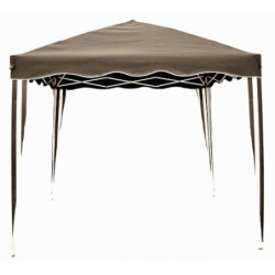 GAZEBO PLEGABLE 3X3M - ACERO BLANCO Y LONA TAUPE