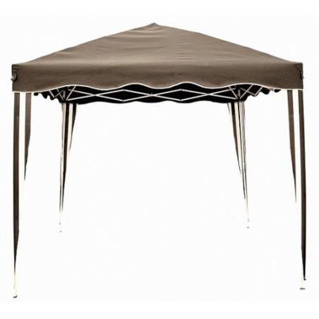 GAZEBO PLEGABLE 3X3M - ACERO BLANCO Y LONA TAUPE