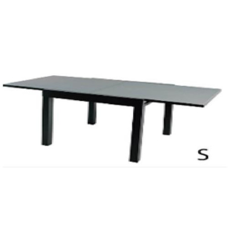 MESA AL.CRISTAL EXTEN.FIDJI 80/160X80CM. ANTRACITA