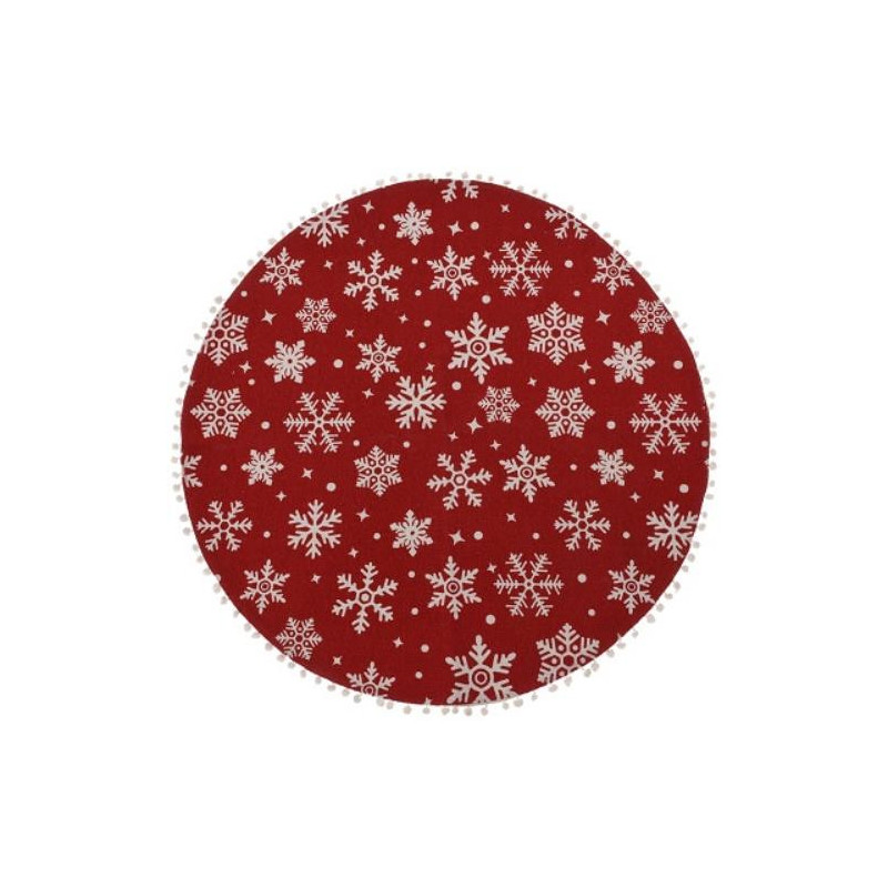 ALFOMBRA REDONDA ROJA CON MOTIVO NAVIDEÑOS