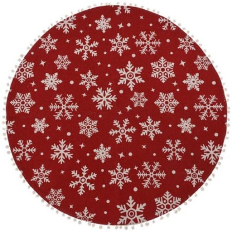 ALFOMBRA REDONDA ROJA CON MOTIVO NAVIDEÑOS