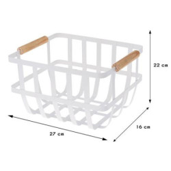 CESTA METAL BLANCA 2 ASAS COLOR MADERA 170455860