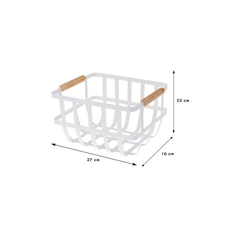 CESTA METAL BLANCA 2 ASAS COLOR MADERA 170455860