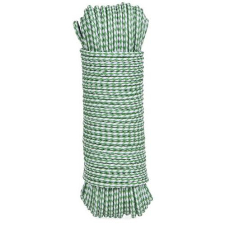 CUERDA PE TRENZADO CON ALMA 4,5MM.15M. VDE./BLANCO