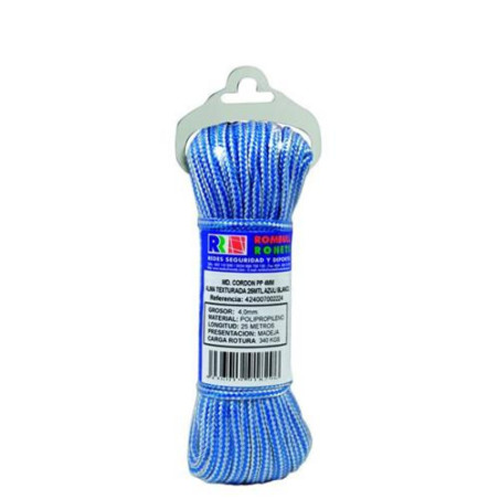 CORDON PP. ALMA TEXTURA 4 MM. VERDE/BLC.25 M.