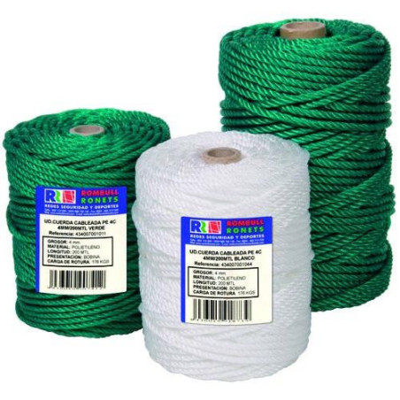 CUERDA CABLEADA PO. 4 CABOS 5 MM. BCO.200 M.