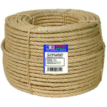 CUERDA CABLEADA SISAL 4 CABOS 8 MM. 100 M.