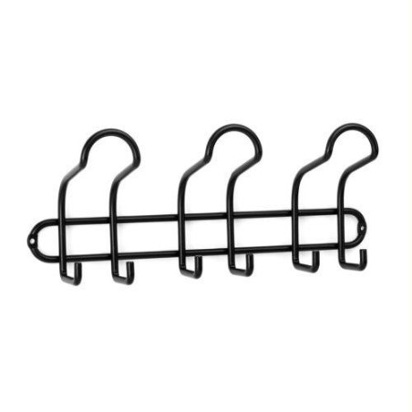 COLGADOR ACERO 3 GANCHOS TRIPLES NEGRO.