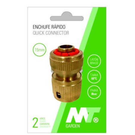 CONECTOR RAPIDO LATON CON STOP PARA MANGUERA 15MM